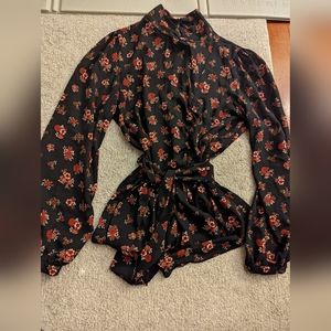 Floral high neck blouse